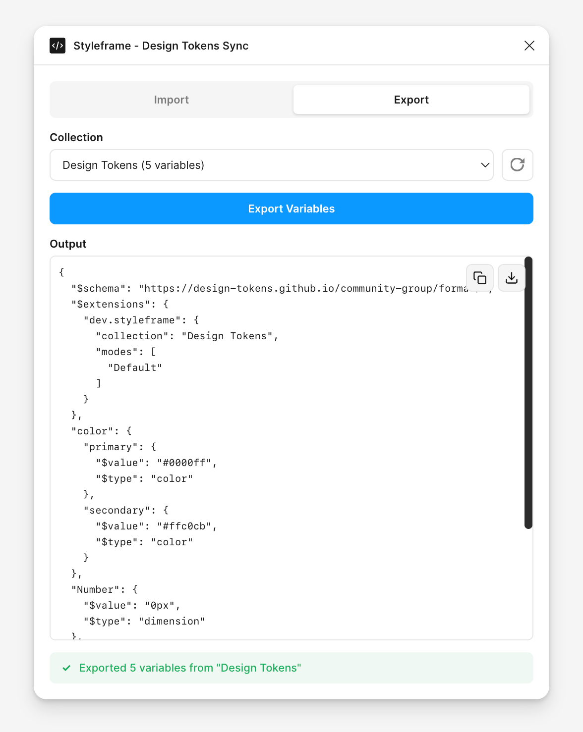 Styleframe - Export Design Tokens from Figma